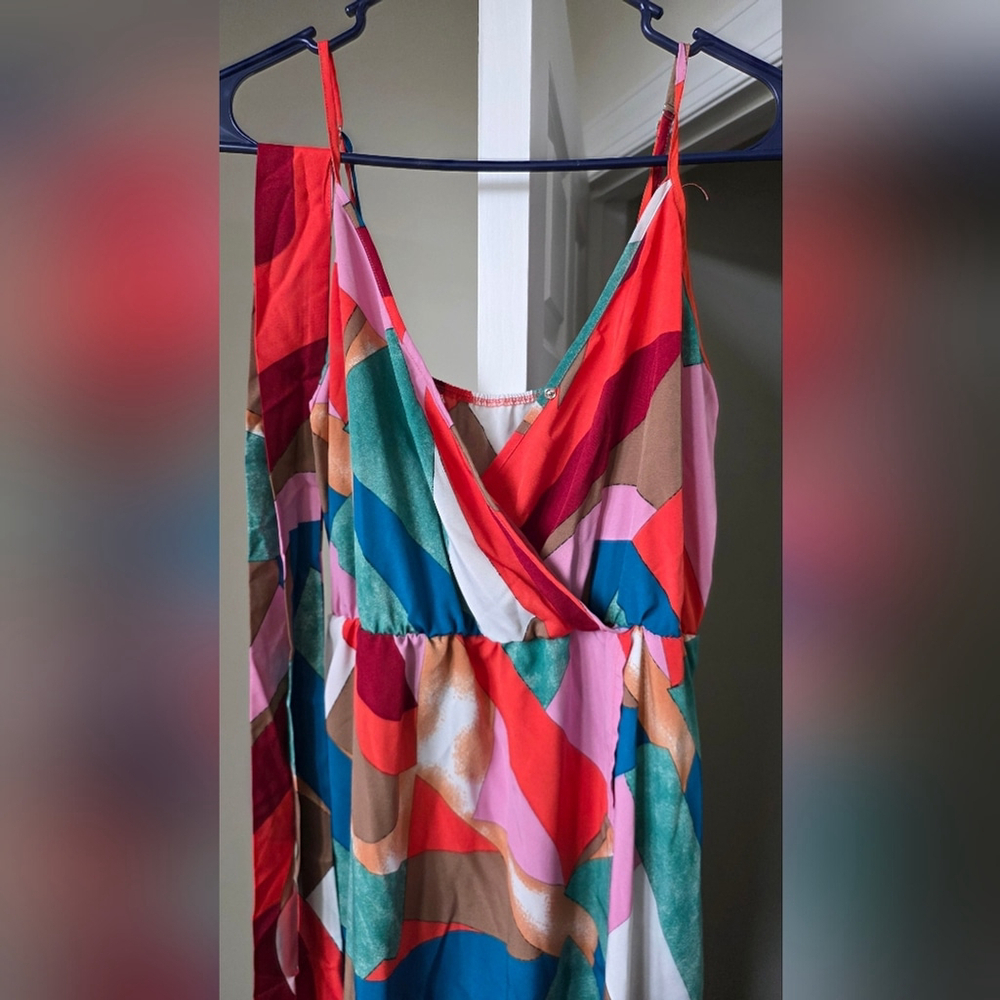 Women's Wrap Boho Front Ruched Hem Sleeveless Spaghetti Straps Belted - Picture 7 of 14
